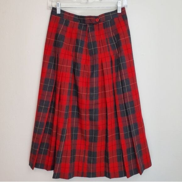 Vintage McHenry's plaid wool pleated midi skirt - Picture 8 of 9